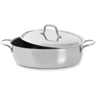 Crazystock Selected Ovale Edelstahls Casserole 2 Griffe Mit Deckel 28 Cm