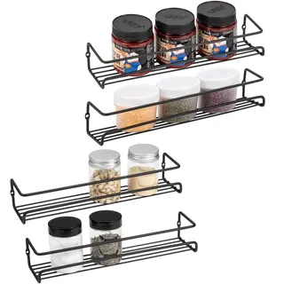 ROFAY Gewürzregal Organizer (4er-Pack), Wandregal mit selbstklebendem Aufkleber und Schrauben für Gewürze, Kräuter, Gläser und mehr
