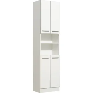 Saphir »Quickset 953 Badschrank 50 cm breit, 4 Türen, Nische, 3 Einlegeböden« weiß glanz, Griffe in Betonoptik,