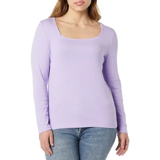 Amazon Essentials Damen T-Shirt Mit Langen Ärmeln Und Eckigem Ausschnitt Mit Schmaler Passform, Lavendel, XXL