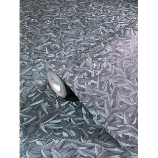 Glööckler Vliestapete Imperial Feder Uni Blaumetallic-Lila