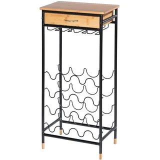 WENKO Weinflaschenhalter »Modell Loft« Flaschenregal für 16 Flaschen mit Schublade, Metall und Bambus, braun
