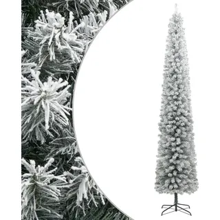 Weihnachtsbaum Schlank mit Ständer Beschneit 300 cm PVC - Weiß, Bunt
