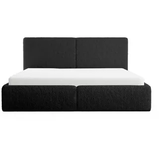 FEDVE Polsterbett Riberia Slim Bett mit Bettkasten 120x200 - Schwarz