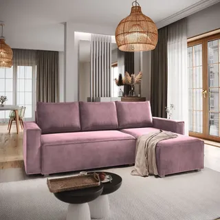 masseno Eckcouch Polyester 2-Sitzer Lila