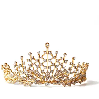 Kristall Strasssteine Krone, Krone für Frauen - Verwendet bei Schönheitswettbewerben, Hochzeiten, Partys, Brautkopfbedeckungen (Golden)
