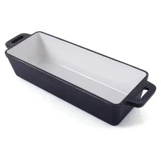 Brotback- und Auflaufform aus Gusseisen, Bräter ohne Deckel, Kastenform mit Emaille-Beschichtung, geeignet für Backöfen, Grill, BBQ und Induktion, 1,5 L, 9,20 x 36,70 x 14,90 cm