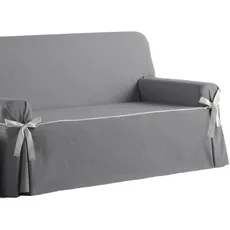 Estoralis Beret Sofabezug, mit Schleifen, modernes Design, Jaquard-Stoff, Farbe: Anthrazit, für 4-Sitzer, Stoffgröße (210 bis 240 cm), Bezug für alle Arten von Sofas