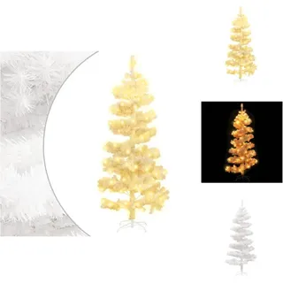 vidaXL Spiral-Weihnachtsbaum mit Beleuchtung und Ständer Weiß 150 cm - Weihnachtsbäume - Weiß