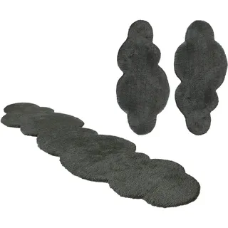 my home Bettumrandung »Microfaser Teppich Magong, besonders weich, sehr feiner Flor« Höhe 25 mm 3 Stk. tlg. Wolkenform, uni Bettvorleger, Läufer-Set, Schlafzimmer, Kinderzimmer, grau