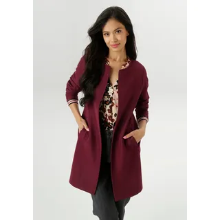 Longblazer ANISTON SELECTED, Damen, Gr. 36, rot (bordeaux), Ottomane, Obermaterial: 100% Polyester, unifarben, figurumspielend ca. Mitte Oberschenkel, Rundhals, eingesetzt normaler Saum, Blazer Longblazer, in modischer Länge, Topseller