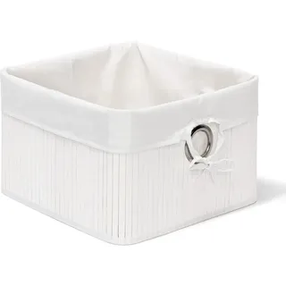 Relaxdays Aufbewahrungskorb Stoffbezug Bambus rechteckig 31 x 31 x 20 cm weiß