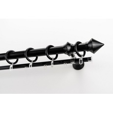 Bild Gardinenstange »PALMI«, 2 läufig-läufig, Wunschmaßlänge, Vorhanggarnitur Kunststoff, verlängerbar, Endknopf Spitze, mit Ringe, schwarz