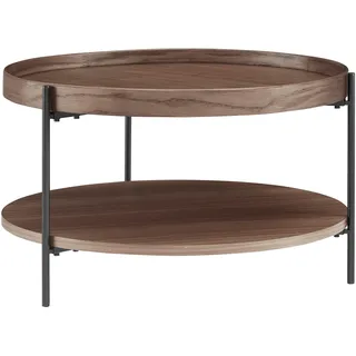 SalesFever Couchtisch »Chicago mit 2 Ablageflächen – moderner Design-Coffee-Table« 1 Stk. tlg. Stilvoller Wohnzimmertisch mit Stauraum, Holz & Metall, braun