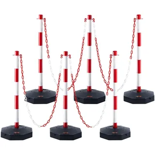 Vevor Verkehrshütchen Verkehr Absperrpfosten 6 Stk. 285 x 285 mm Warnkegel Verkehrsleitkegel Warnleitkegel mit Ketten, Leitpfostenkegel Straßensperrpfosten Rot & Weiß Wasser- und Sandeinspritzung