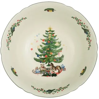 Schale SELTMANN WEIDEN "Schüssel Marieluise Weihnachten ø 23,1 cm weiß-grün", bunt (weiß, grün), B:23,1cm H:7,4cm Ø:23,1cm, Schüsseln, Schale, Spülmaschinengeeignet, Mikrowellengeeignet, Ofenfest, Salamandergeeignet, Kühlschrankgeeignet, Gefrierschrankgeeignet