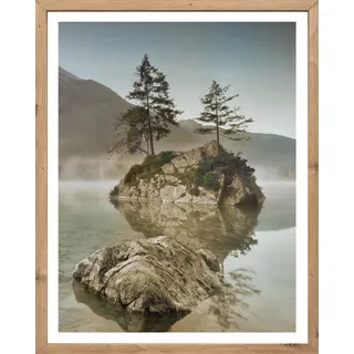 Bönninghoff Bild mit Rahmen Bäume   Felsen   Landschaft   Natur   See   Seebilder 1 Stk. tlg., blau