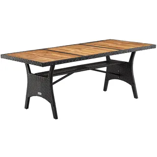 CASARIA Polyrattan Gartentisch 190 x 90 x 74 cm Schwarz