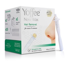 Bild Original Yoffee Nose Wax Kit - Hair Removal Set - Männer und Frauen - Nasenhaarentferner - Bio Bienenwachs - Nasenwachs mit 10 recyclebaren Applikatoren - Parabenfrei - 100g - Made in Spain