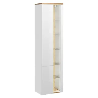 Design Badezimmer Möbel Bad 3 tlg. Set Garnitur Schrank Waschbecken Beleuchtung - Weiß