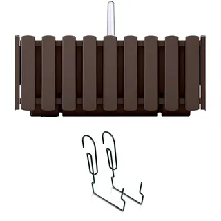 Prosperplast Boardee Fencycase Balkonkasten mit Aufhängung und Bewässerungssystem Blumenkasten Blumentopf mit Haken Pflanzkasten (380 mm Länge, Braun)