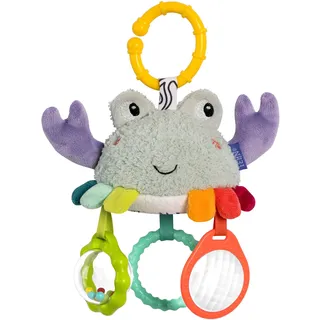 Fehn Mini-Mobile Krabbe – Motorikspielzeug mit Spiegel für Babys | Zum Berühren, Fühlen und Spielen – für zu Hause und unterwegs – mit C-Ring zum Aufhängen