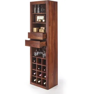 Kobolo Weinregal Weinschrank MASSIVE- Akazienholz - 50x36x180cm - Wohnzimmer Esszimmer Hochschrank Schrank Regal Zuhause Einrichtung Home Deko Zuhause - Braun