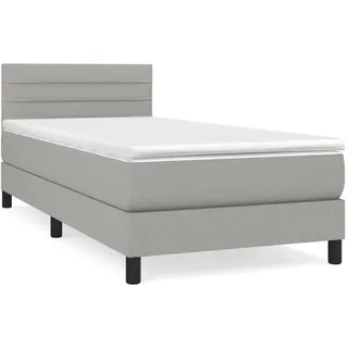 vidaXL Boxspringbett mit Matratze Hellgrau 80x200 cm Stoff