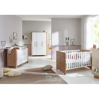 arthur berndt Babyzimmer SET Marlon 3-tlg. , Eiche Artisan, Weiß , Holz , 5 Fächer , 1x1x1 cm , Blauer Engel, Hergestellt in Deutschland , Babymöbel & Kindermöbel, Babyzimmer