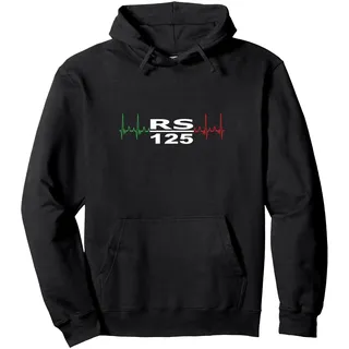 RS 125 Motorrad Racing Italien Fahne Herzschlag Pullover Hoodie, Unisex für Erwachsene, Schwarz, L
