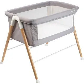 Babybett BABYGO "GoodNight, melange/grey", Baby, Gr. Liegefläche B/L: 46cm x 82cm, kein Härtegrad, grau (melange, grau), Holz teilmassiv, Kunststoff, Babybetten Babybett