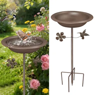 Bseical Vogeltränke Stehend, Vogelbad für Draußen Garten, Metall Vogelbecken Schüssel Wassertränke für Vögel, Vogeltränke Winterfest Futter Wasserschale Bird Bath, 86 x27cm
