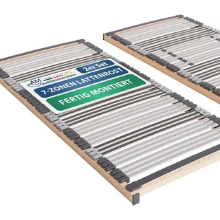 AM Qualitätsmatratzen | Ergonomischer 7-Zonen Lattenrost 160x210 cm (2x 80x210 cm) | fertig montiert | 44 Leisten | starr | Holmabsenkung für Schulter und Becken