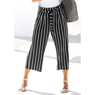 Culotte LASCANA, Damen, Gr. 46, N-Gr, schwarz-weiß (schwarz, weiß, gestreift), Stoff, Obermaterial: 95% Polyester, 5% Elasthan, weit 7/8-Länge, Hosen Culotte, in 7/8-Länge und Bindegürtel, leichte Jerseyhose, casual-sommerlich, Topseller