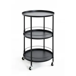 Haku-Möbel HAKU Servierwagen schwarz, Metall - Maße: H 75 cm x Ø 45 cm, Style: Modern
