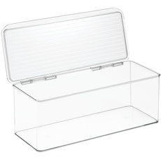 Bild iDesign Cabinet/Kitchen Binz Aufbewahrungsbox, stapelbarer Küchen Organizer aus Kunststoff, Vorratsdose mit Deckel, durchsichtig