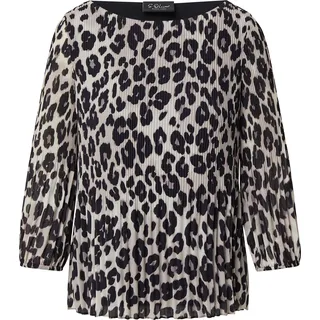 s.Oliver Plissierte Bluse mit All-Over-Print Grau/Schwarz 38