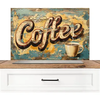 MuchoWow Spritzschutz Küche Kaffee - Vintage - Braun - Tasse 80x55 cm , Teakfarben , Metall , Rechteckig , 80x0.3x55 cm , rostfrei , Küchenzubehör, Küchenhelfer, Küchenutensilien