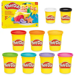 PLAY-DOH Fantastische Farben mit 9 Dosen (7 Standardgrößen, 2 kleine Dosen), zum Kneten & Spielen ab 3 Jahren, fördert die Feinmotorik, für Kinder
