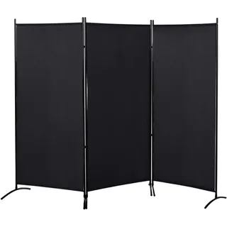 HOMCOM Paravent 3-teilig 253 x 182 cm Raumteiler Raumtrenner, Faltbar Trennwand Sichtschutz Stellwand für Wohnzimmer Schwarz