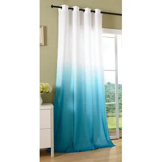 Vorhang Blickdicht Farbverlauf Schal mit Ösen Gardine Microsatin Microfaser lichtdurchlässig, 245x140, Türkis, 20425