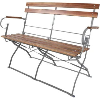 Biergartenbank Gartenbank mit Armlehne klappbar - Metall und Akazie - Braun