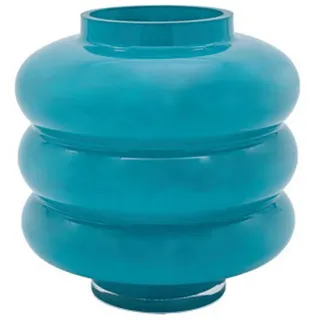 Vase , Petrol , Glas , bauchig , 18 cm , Coldcut, mundgeblasen, handgemacht , Dekoration, Vasen, Glasvasen