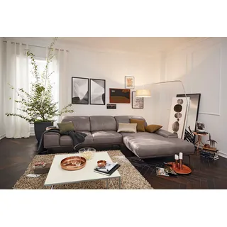 Musterring Wohnlandschaft "MR 2490 Ecksofa mit erstklassigem Sitzkomfort, Long-Life-Leder" Fuß Schwarz, Sitzhöhe 46cm, wahlweise mit Funktionen, Maße 342x207 cm, light grau, s