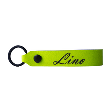Leder Schlüsselanhänger mit Name Wunschname personalisiert individuell farbig Gravur Neongelb