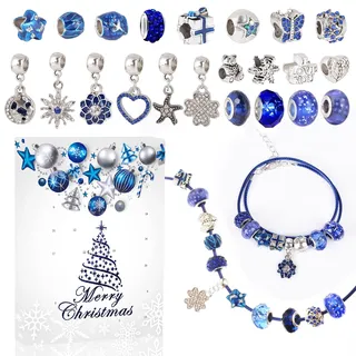 MJARTORIA Adventskalender Schmuck für Mädchen 2024 Weihnachtskalender Teenager 24 Überraschungen Überraschungspaket mit Armkette Kette Charms Schmuck Selber Machen Set Anhänger