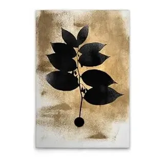 A.S. Création Leinwandbild Blätter Schwarz Gold - Wandbild in Creme, Gold - 50 x 75 cm - DD131826