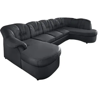 DOMO collection Wohnlandschaft »Flores auch in Leder-Bezug, B/T/H: 293/180/86 cm, U-Form« wahlw. mit Bettfunktion, wahlw. mit Federkern, Unser Dauertiefpreis, schwarz