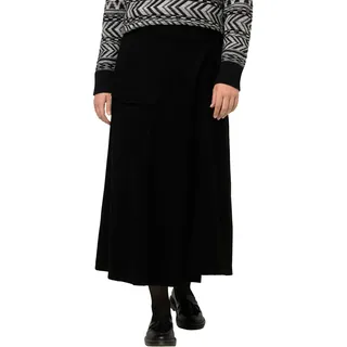 Ulla Popken Damen große Größen Übergrößen Plus Size Wickelrock, Punto-di-Roma, Utility-Look, Biobaumwolle schwarz 50+ 822148130-50+