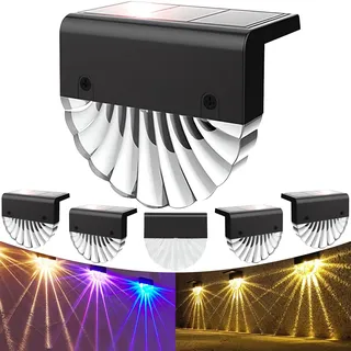 Anmossi Lampade da Parete per Esterni,IP65 Wasserdichte Solar Wandleuchte,2 Modi Warmweiß/Farbwechselnde,LED Gartenlampen für Patio,Zaun,Terrasse,Garten Dekoration(4 Stück)